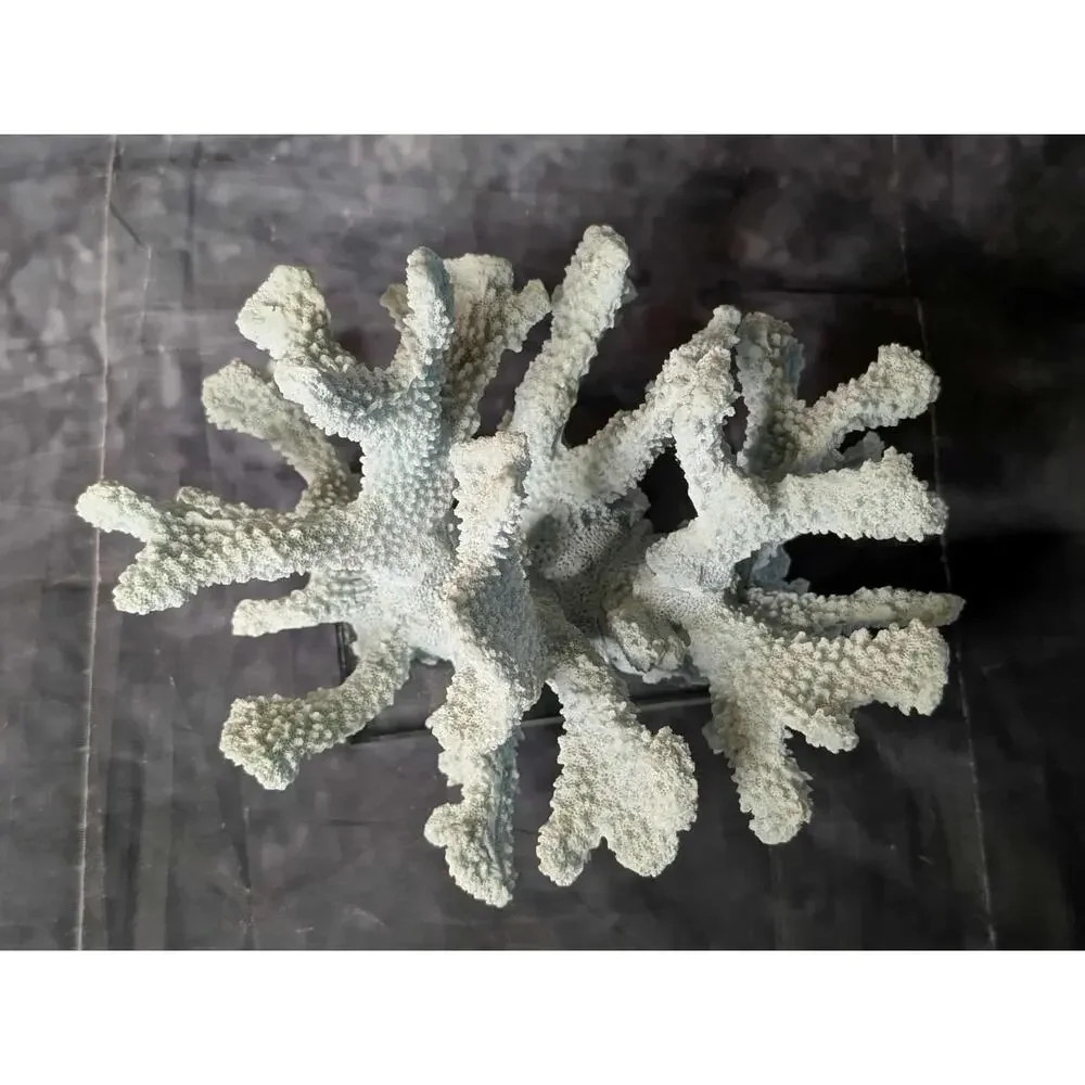 Nautical Coral Resin Art Statue Figurine Glass Bass Teal Large Staghorn Decor